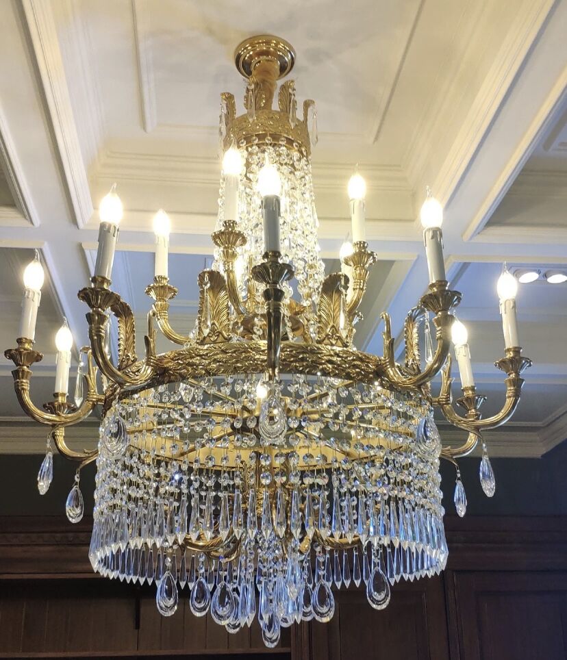 Stunning Oversized Luxury Golden Metal Candle Crystal Tassel Chandelier For High-ceiling Staircase/Entryway/Living/Meeting Room - Richardrider