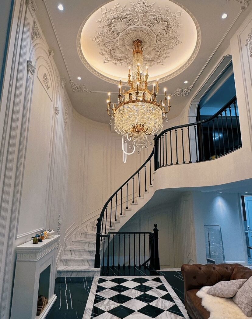 Stunning Oversized Luxury Golden Metal Candle Crystal Tassel Chandelier For High-ceiling Staircase/Entryway/Living/Meeting Room - Richardrider