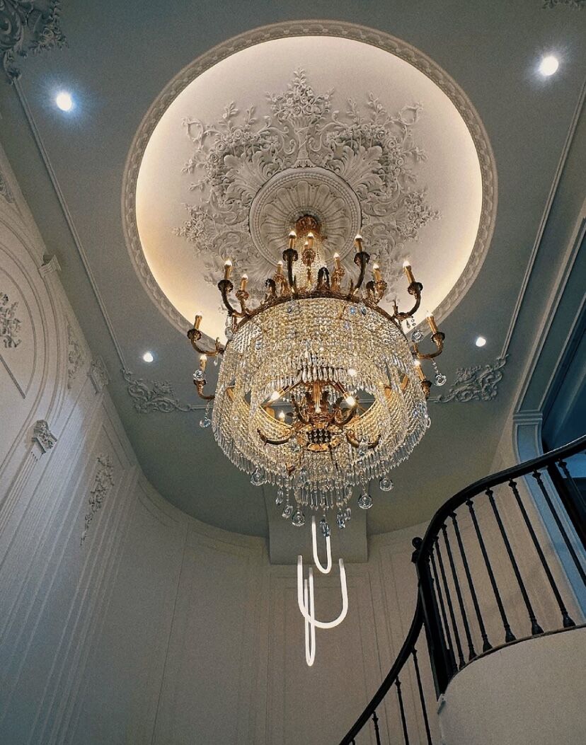Stunning Oversized Luxury Golden Metal Candle Crystal Tassel Chandelier For High-ceiling Staircase/Entryway/Living/Meeting Room - Richardrider