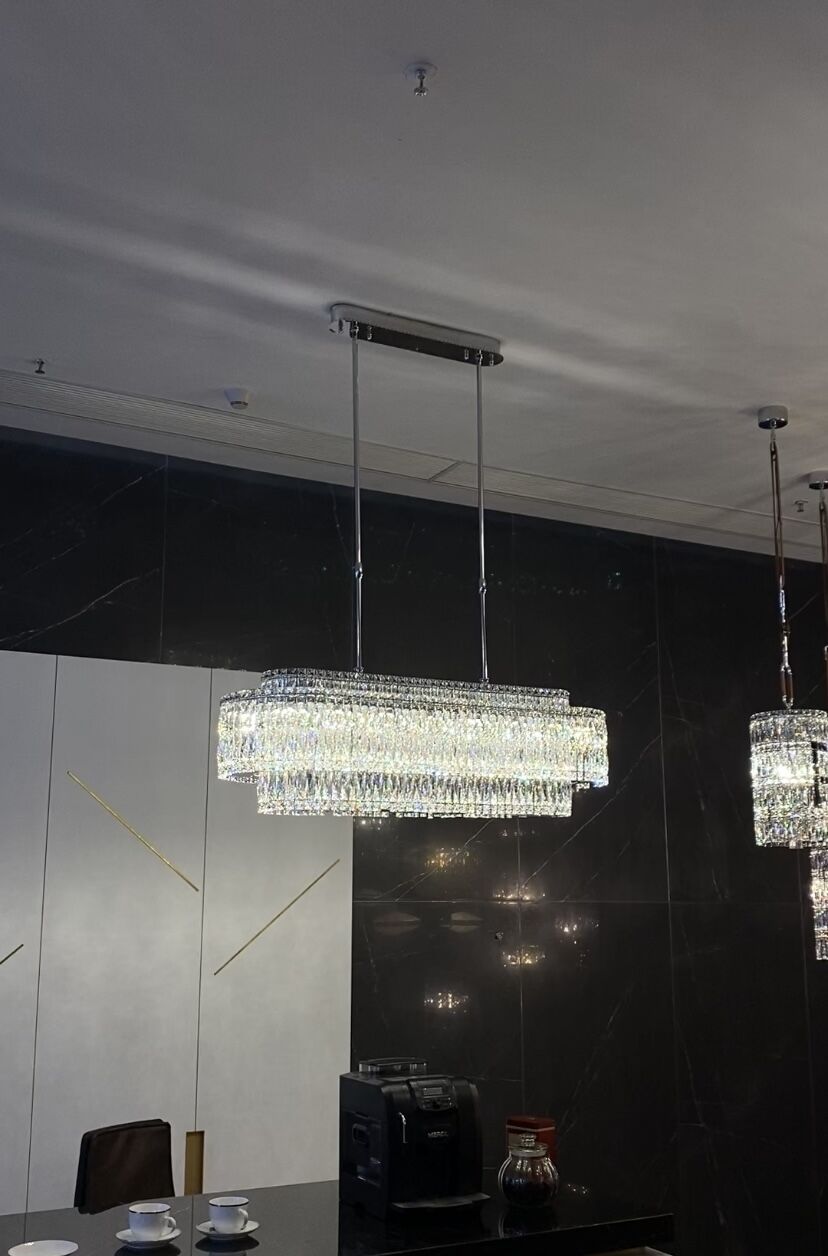 Stunning Modern Rectangle Ceiling Light Crystal Chandelier for Dining Table/Coffee Table/Living Room/Bedroom