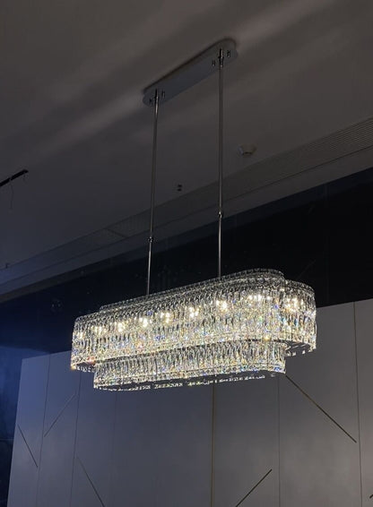 Stunning Modern Rectangle Ceiling Light Crystal Chandelier for Dining Table/Coffee Table/Living Room/Bedroom