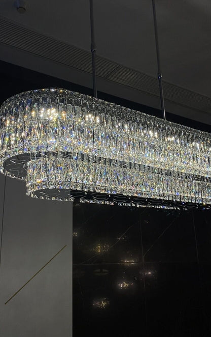 Stunning Modern Rectangle Ceiling Light Crystal Chandelier for Dining Table/Coffee Table/Living Room/Bedroom