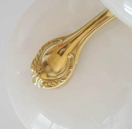Mid-century Scandinavian American Vintage White Opal Brass Chandelier for Living Room/Bedroom