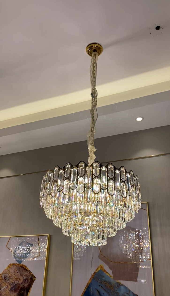 Modern Light Luxury Round/Rectangle Crystal Chandelier Set For Living Room/Dining Room/Bedroom