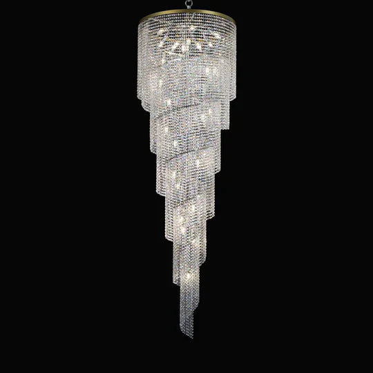 Extra Large Spiral Tiered Long Crystal Chandelier Luxury Crystal Tassel Light Fixture For Staircase/Entryway - Richardrider