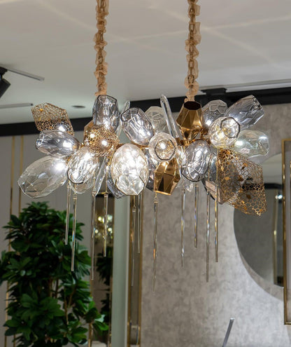 Glass Chandelier Italian Light Luxury Light Fixture for Dining Room/Living Room