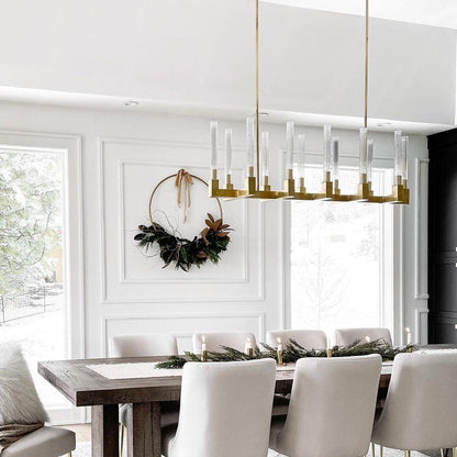 Modern Linear Round/Linear Tubular Glass Chandelier for Dining Room/Kitchen Island