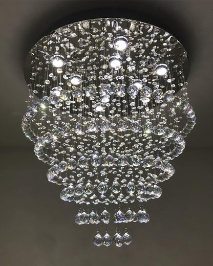 Modern Flush Mount Crystal Raindrop Chandelier for Living/Dining Room