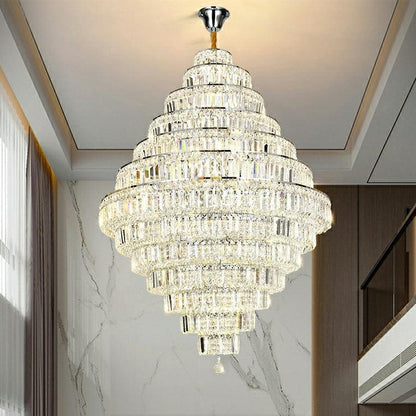 Chrome/ Silver/ Gold Extra Large Chandelier For Foyer Living Room Staircase Crystal Ceiling Lighting Fixture - Richardrider