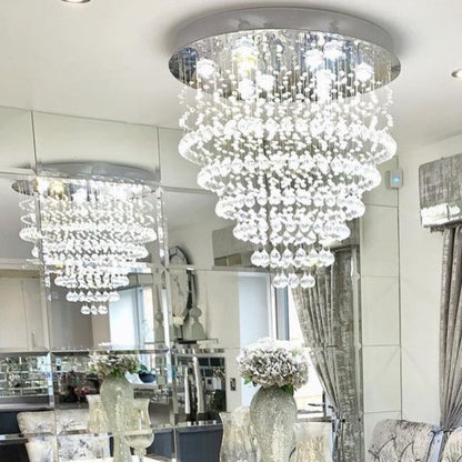 Modern Flush Mount Crystal Raindrop Chandelier for Living/Dining Room
