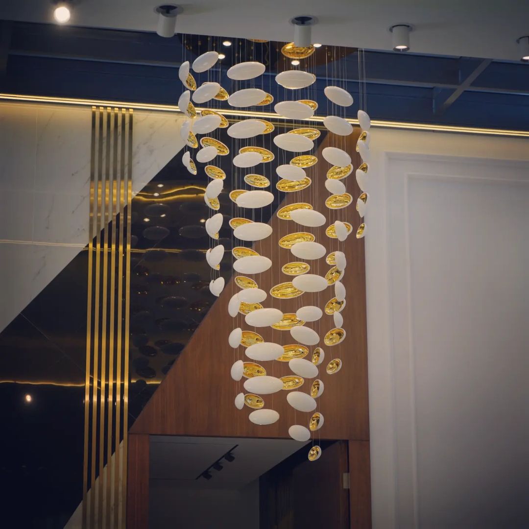Modern Artistic Unique Golden Dragon Egg Pendant Ceiling Light Fixture for Staircase/ Sales Center/ Hotel - Richardrider