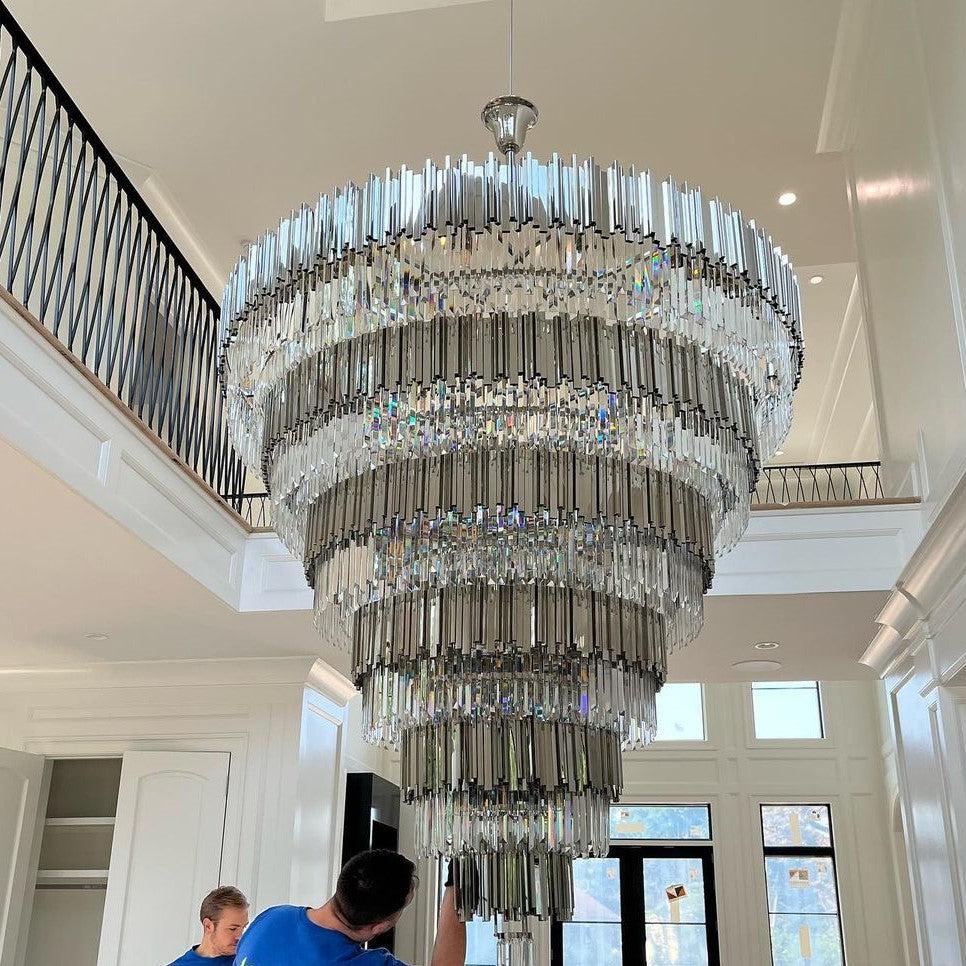 Extra Large Round Cone Tiered Crystal Chandelier for Foyer/Enterway/Living Room - Richardrider