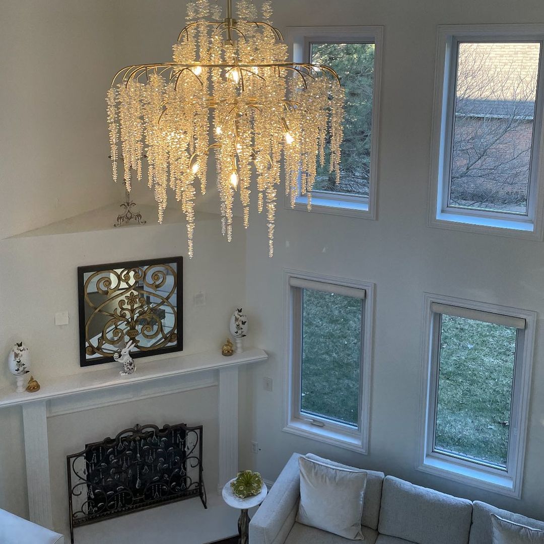 Light Luxury Silver Flower Branch Chandelier with Icicle Details for Bedroom Dining Room and Hallway - Richardrider