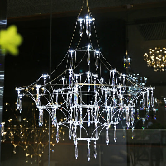 Romantic Event Art Decor K9 Crystal Pendant Light Living/ Dining Room Stainless Steel Chandelier In Chrome Finish