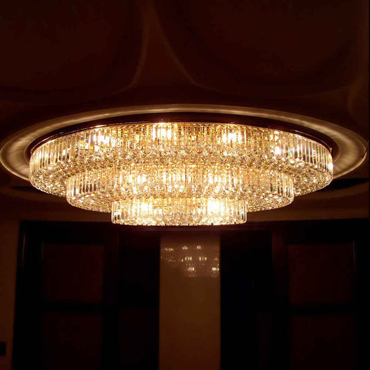 Round crystal chandelier for entrance