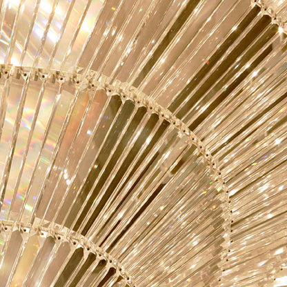Round flush mount crystal chandelier
