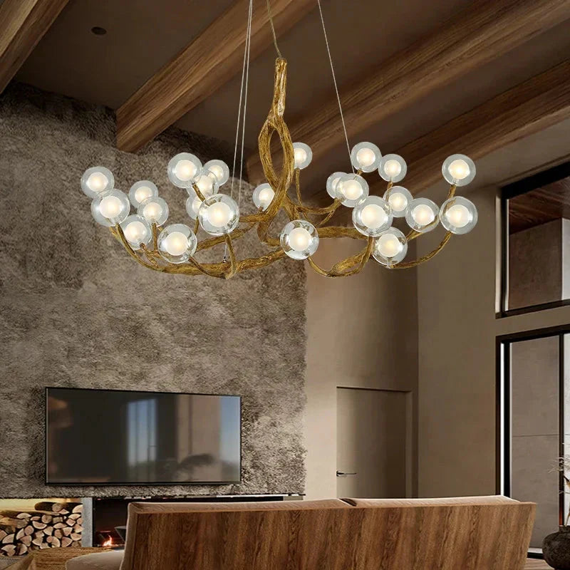 Rustic Branch Globe Branch Chandelier