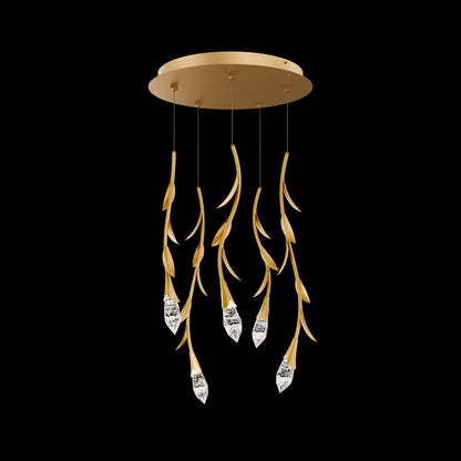 Modern Luxury Floating Branches Floral Crystal Chandelier with Round Canopy for High-ceiling - Richardrider