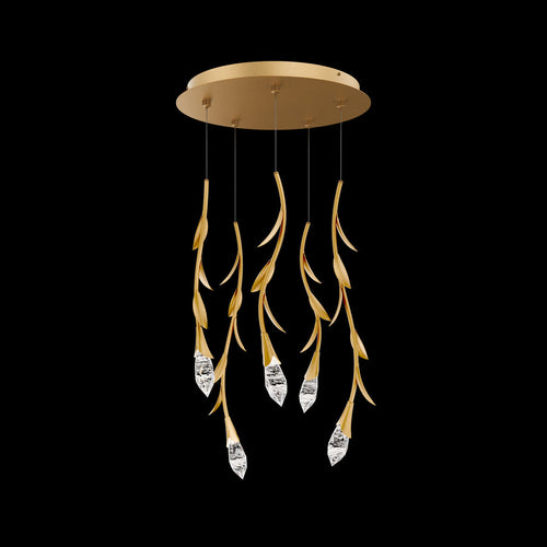 Modern Luxury Floating Branches Floral Crystal Chandelier with Round Canopy for High-ceiling - Richardrider