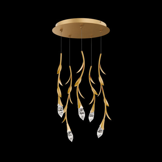 Modern Luxury Floating Branches Floral Crystal Chandelier with Round Canopy for High-ceiling - Richardrider