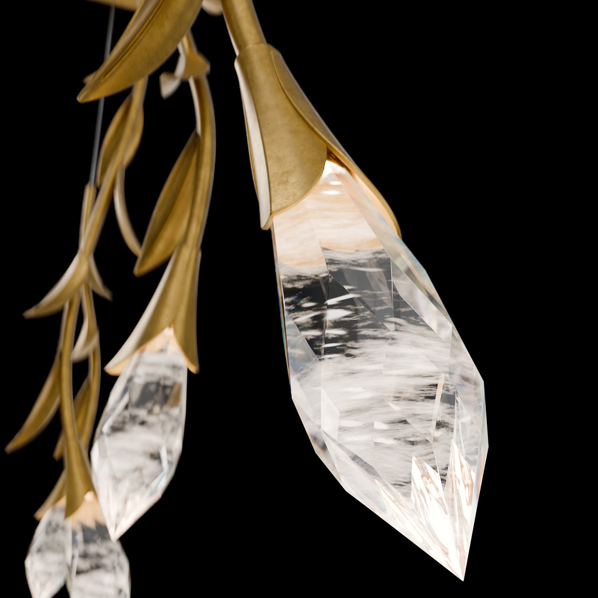 Modern Luxury Floating Branches Floral Crystal Chandelier with Rectangular Canopy for High-ceiling - Richardrider