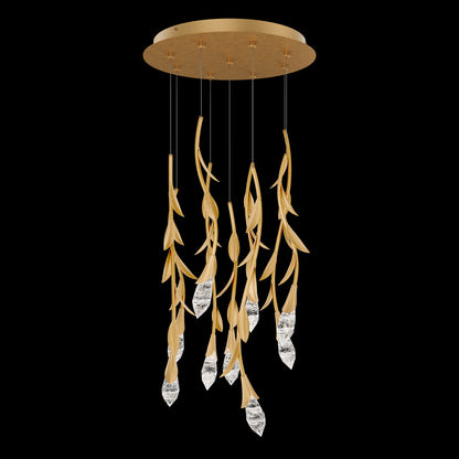 Modern Luxury Floating Branches Floral Crystal Chandelier with Round Canopy for High-ceiling - Richardrider