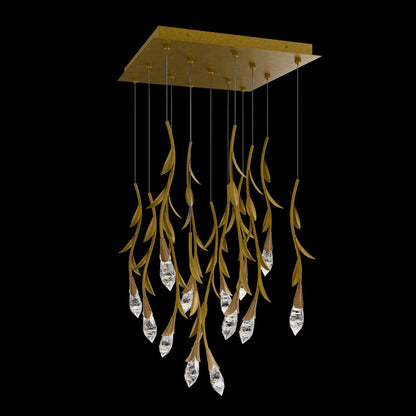 Modern Luxury Floating Branches Floral Crystal Chandelier with Square Canopy for High-ceiling - Richardrider