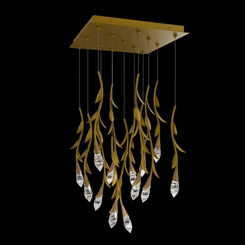 Modern Luxury Floating Branches Floral Crystal Chandelier with Square Canopy for High-ceiling - Richardrider