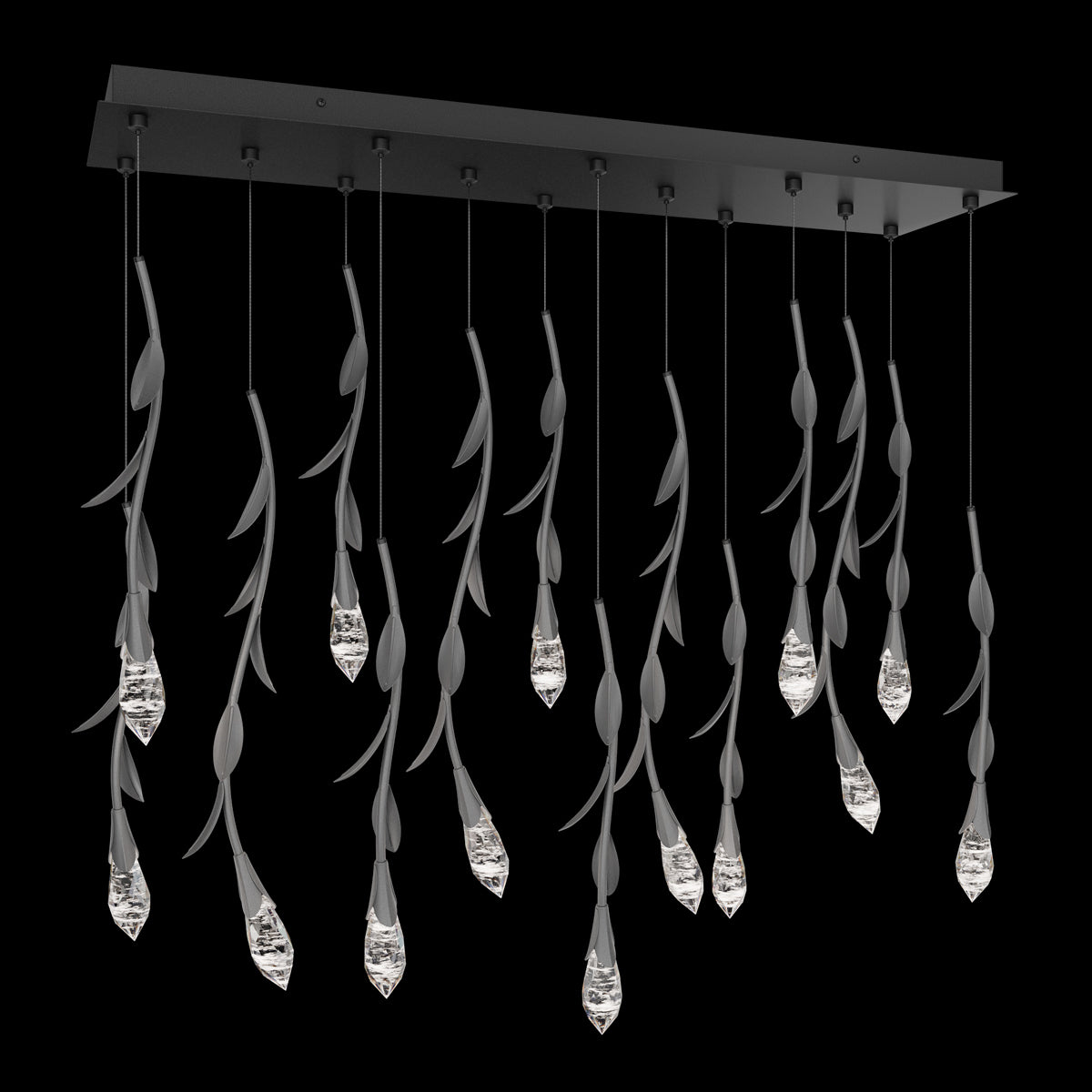 Modern Luxury Floating Branches Floral Crystal Chandelier with Rectangular Canopy for High-ceiling - Richardrider