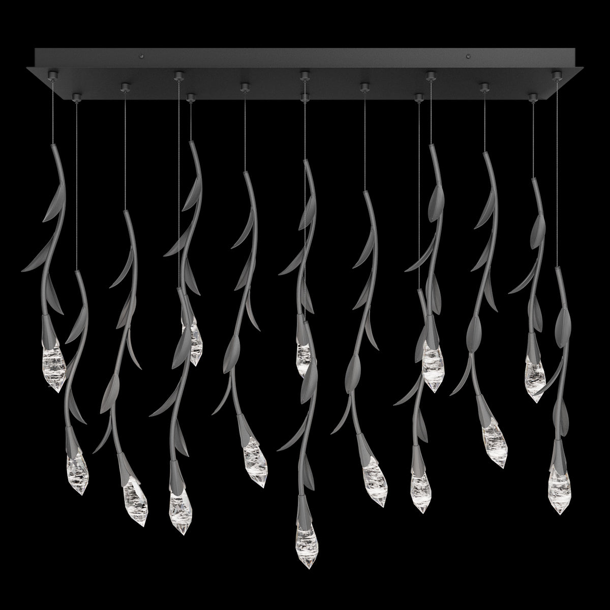 Modern Luxury Floating Branches Floral Crystal Chandelier with Rectangular Canopy for High-ceiling - Richardrider