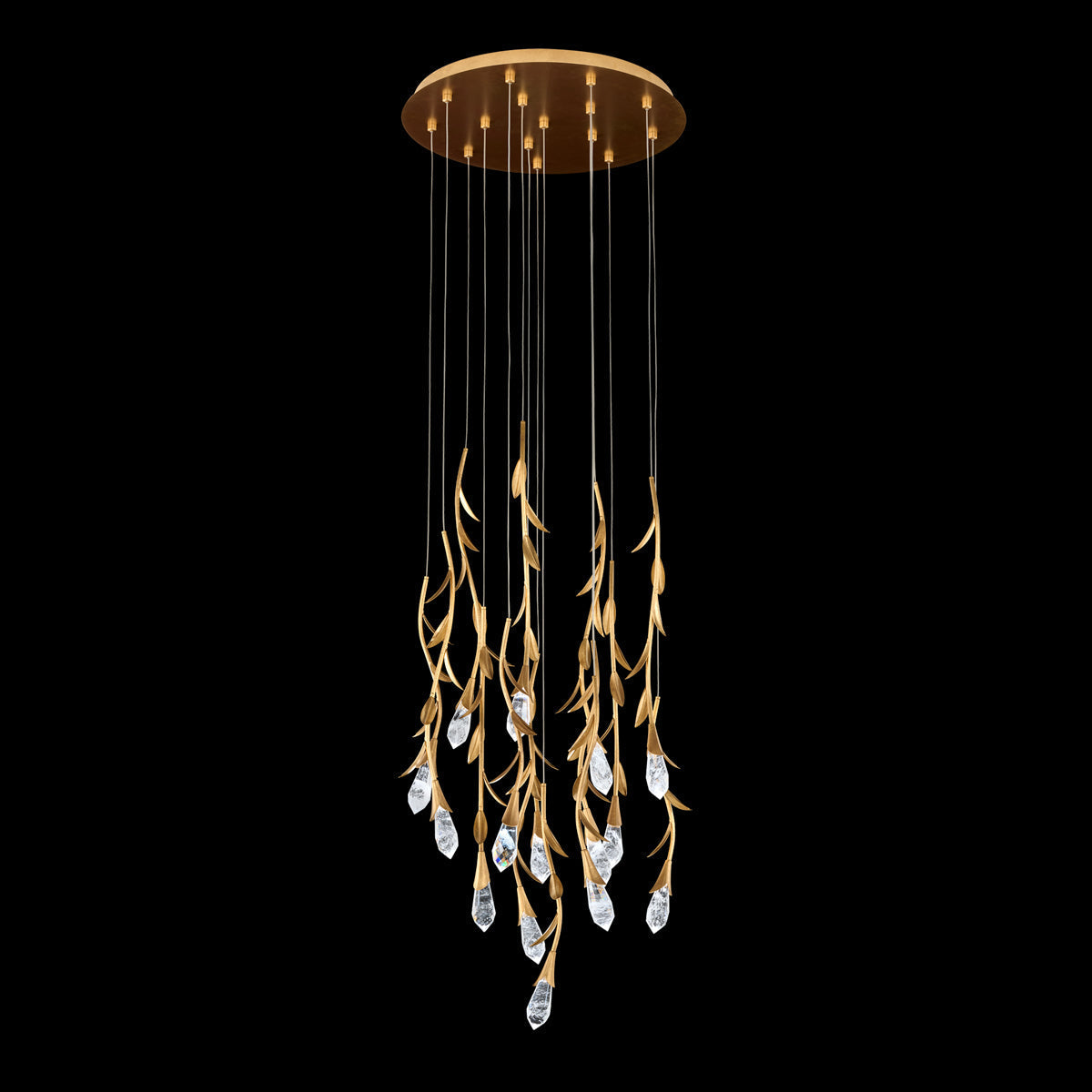 Modern Luxury Floating Branches Floral Crystal Chandelier with Round Canopy for High-ceiling - Richardrider