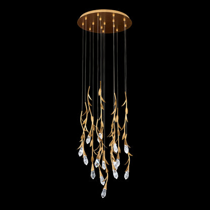 Modern Luxury Floating Branches Floral Crystal Chandelier with Round Canopy for High-ceiling - Richardrider