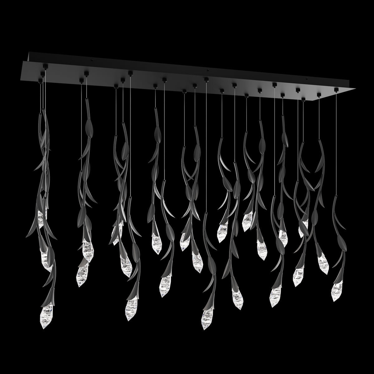 Modern Luxury Floating Branches Floral Crystal Chandelier with Rectangular Canopy for High-ceiling - Richardrider