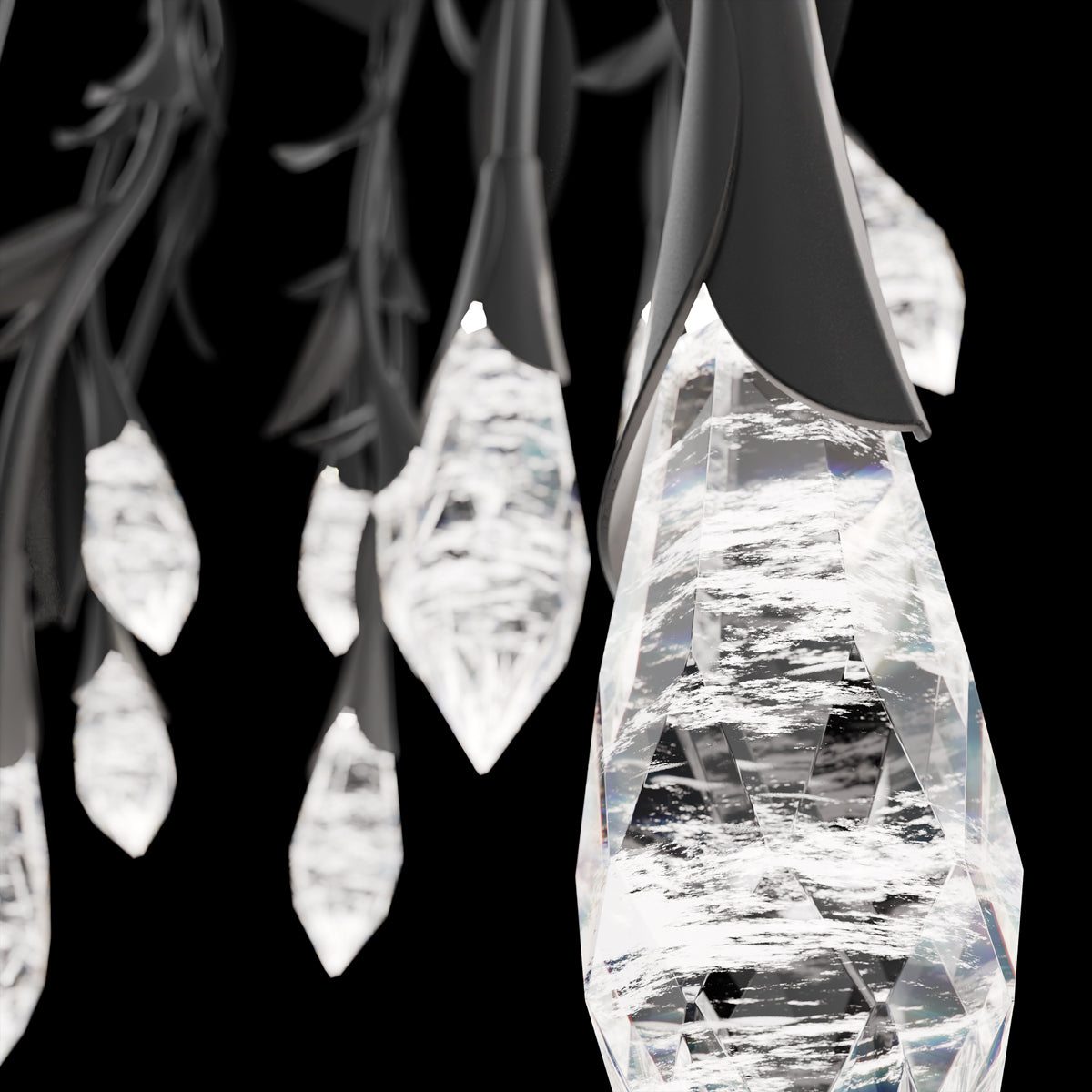 Modern Luxury Floating Branches Floral Crystal Chandelier with Rectangular Canopy for High-ceiling - Richardrider