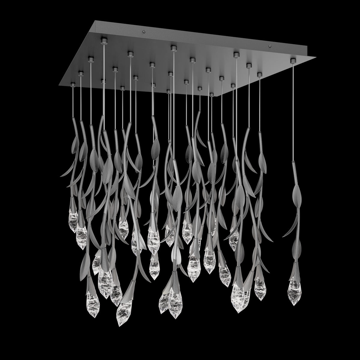 Modern Luxury Floating Branches Floral Crystal Chandelier with Square Canopy for High-ceiling - Richardrider