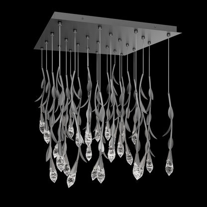 Modern Luxury Floating Branches Floral Crystal Chandelier with Square Canopy for High-ceiling - Richardrider