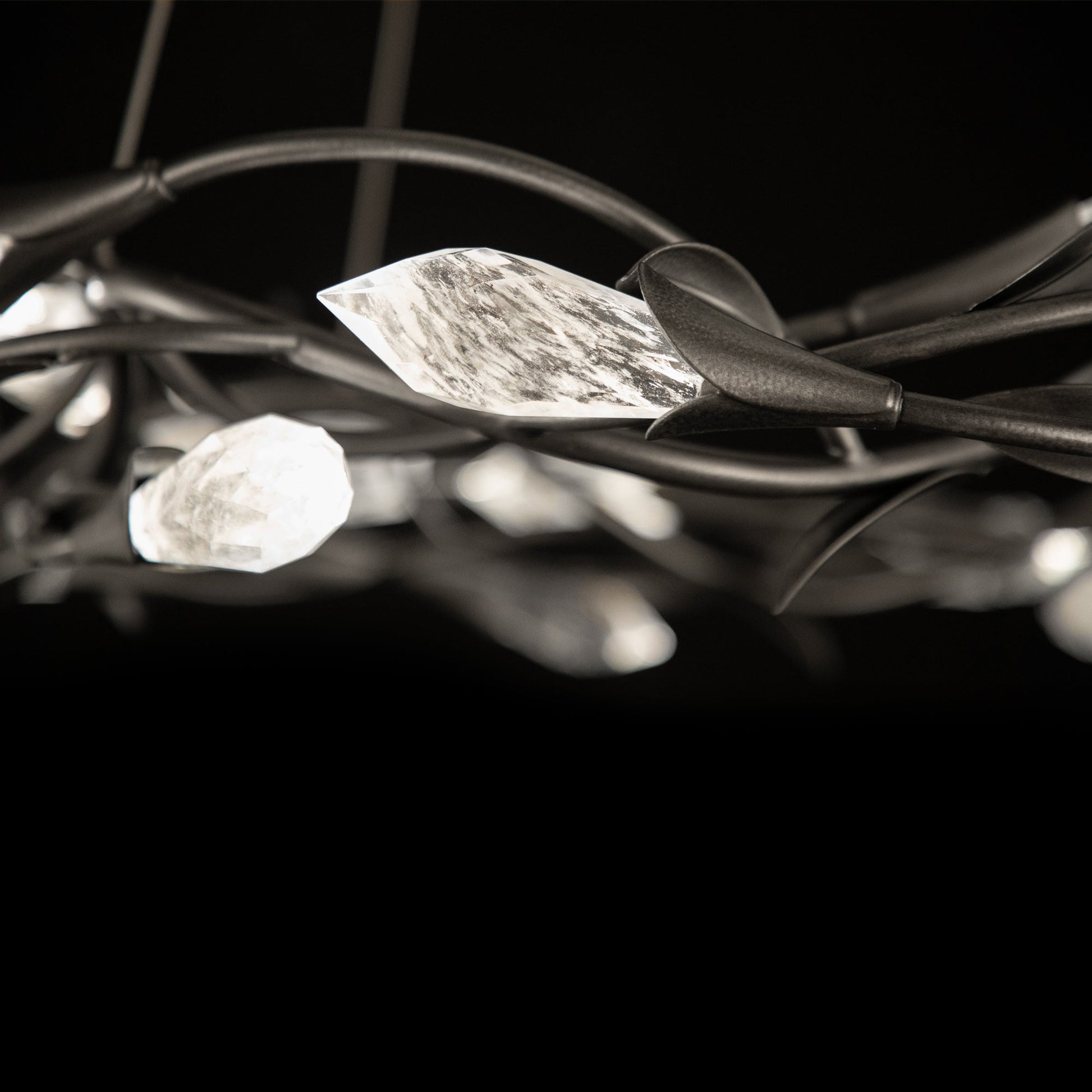 Modern Linear/Round Floral Branches Crystal Chandelier - Richardrider