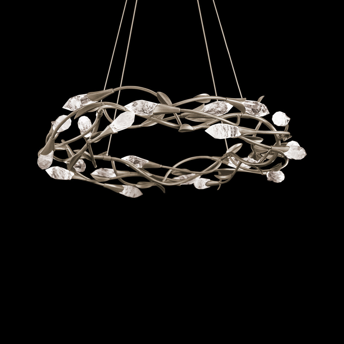 Modern Linear/Round Floral Branches Crystal Chandelier - Richardrider