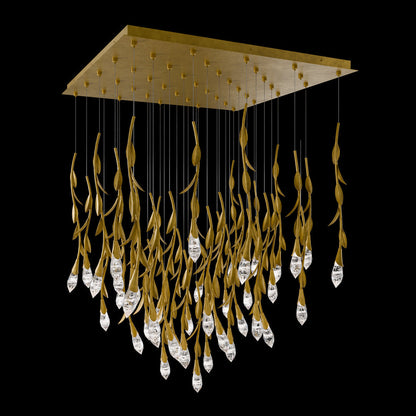 Modern Luxury Floating Branches Floral Crystal Chandelier with Square Canopy for High-ceiling - Richardrider