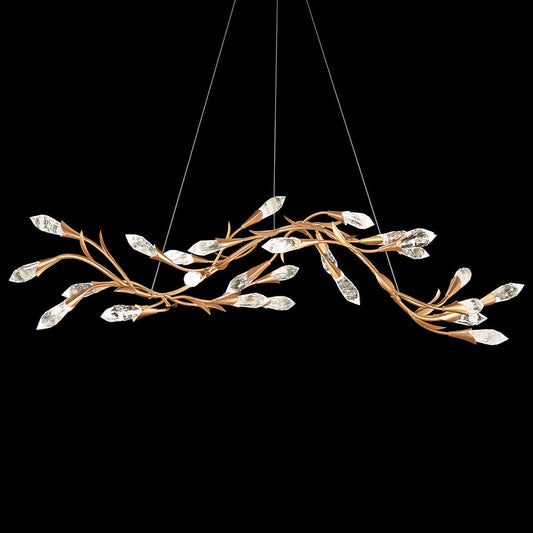 Modern Linear/Round Floral Branches Crystal Chandelier - Richardrider