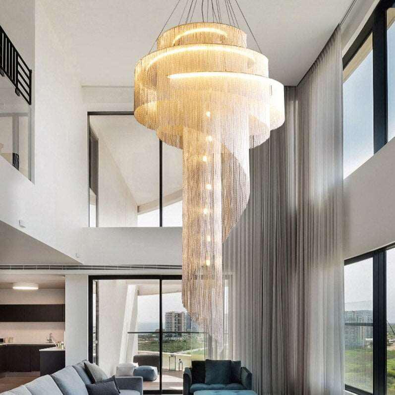 Cadena Chain Tassel Duplex Chandelier - Richardrider