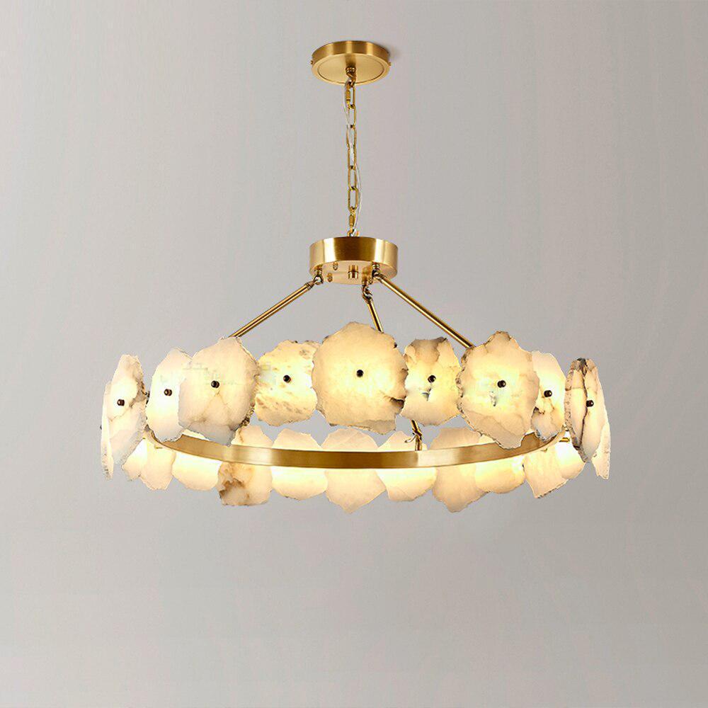 Natural Flake Alabaster Modern Round Chandelier - Richardrider
