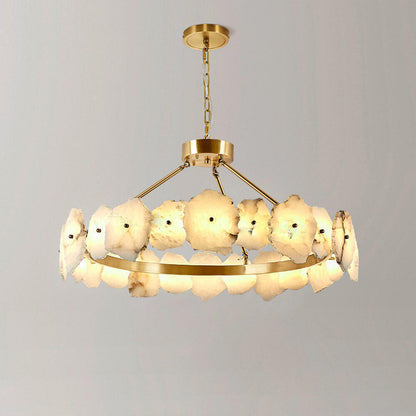 Natural Flake Alabaster Modern Round Chandelier - Richardrider