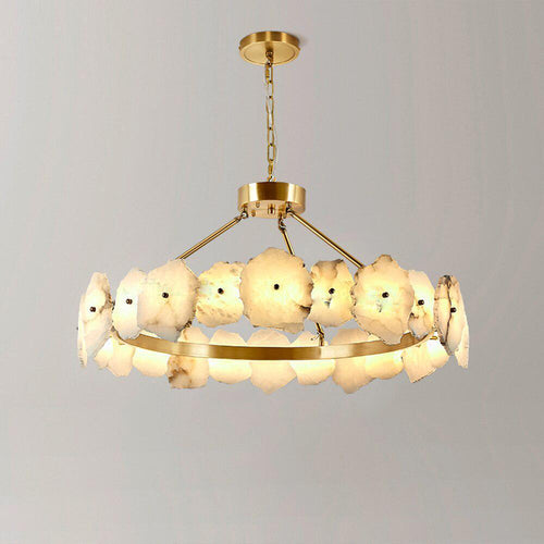 Natural Flake Alabaster Modern Round Chandelier - Richardrider