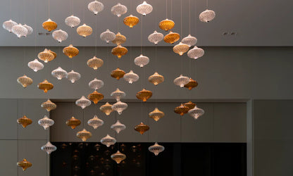 Custom Creative Art Design Lanterns Glass Floating Chandelier for Staircase/Foyer/Villa/Living room