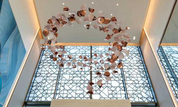 Modern Square Glass Spiral Long Pendant Chandelier