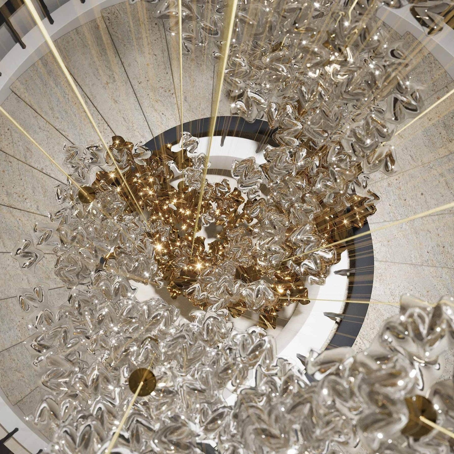 Galaxy Tidal Art Glass Crystal Spiral Chandelier
