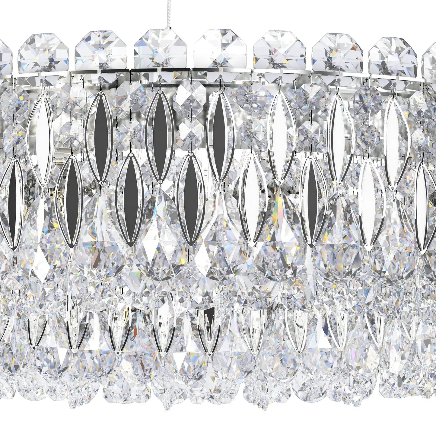 Light Luxury Crystal Beads Drum Collection Flush Mounted/Rectangle/Round Chandelier
