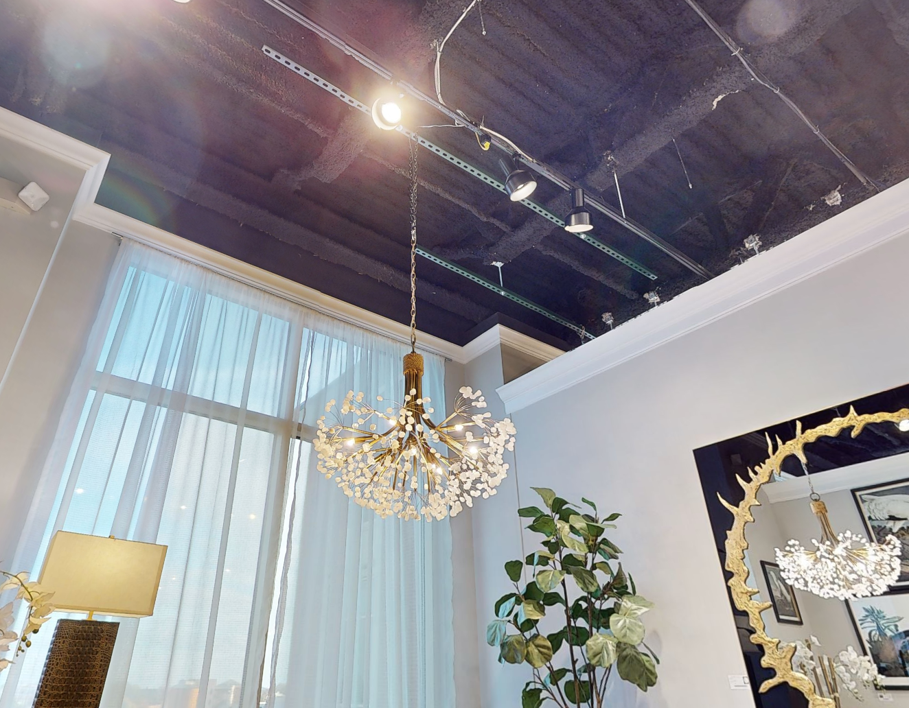 Stone Quartz Nine-Light Chandelier, Gold Leaf Finish with Natural Crystals, G9 Bulbs - Richardrider