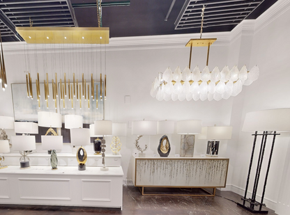 Frosted Glass Petal Horizontal Twenty-Four-Light Chandelier - Richardrider